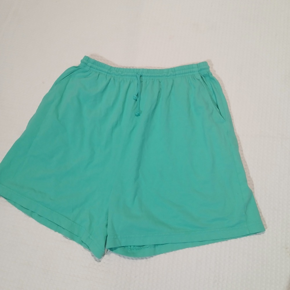 Fresh Produce Women 1X Turquoise Cotton Jersey Knit Drawstring Shorts E141 USA